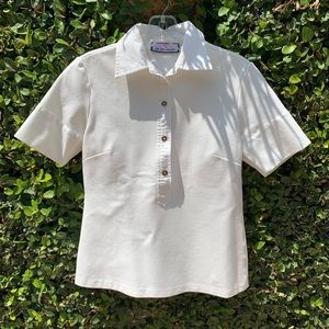 C.K. Bradley ivory, short-sleeve stretch blouse